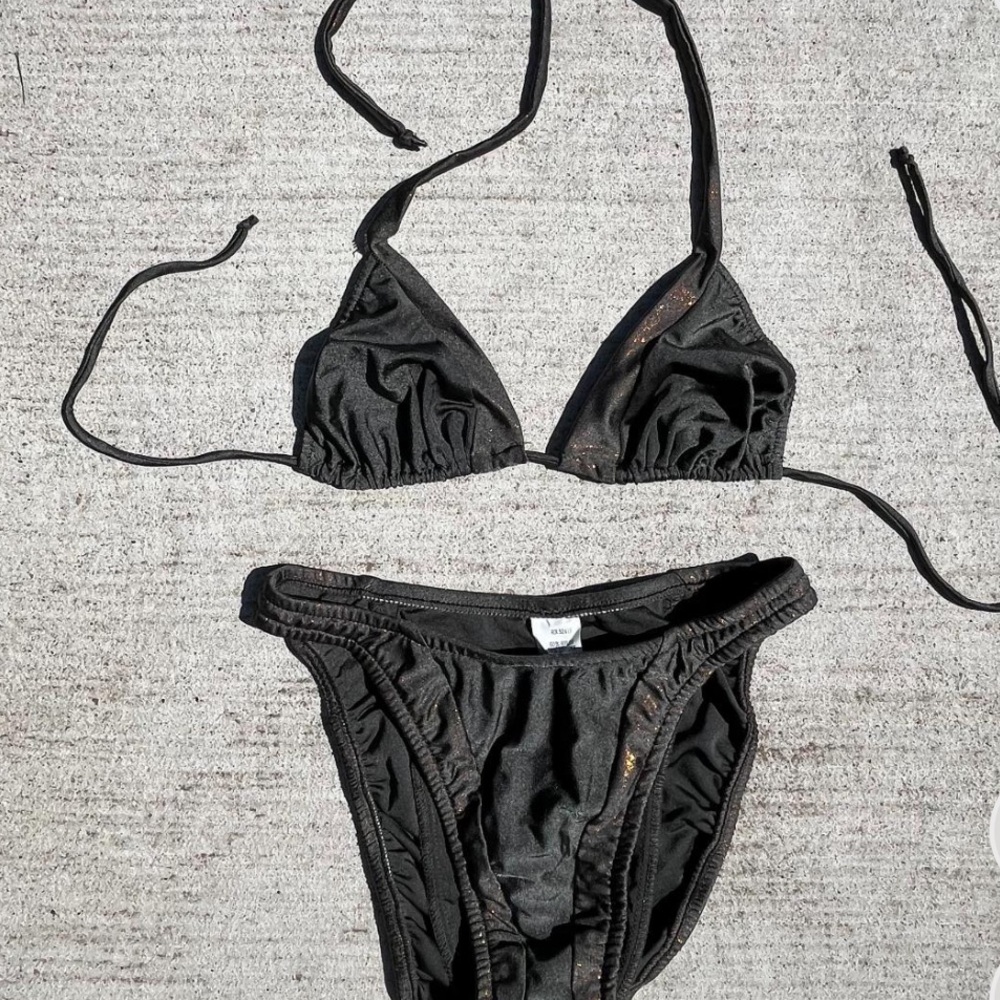 Shimmery Black Triangle Bikini Set
